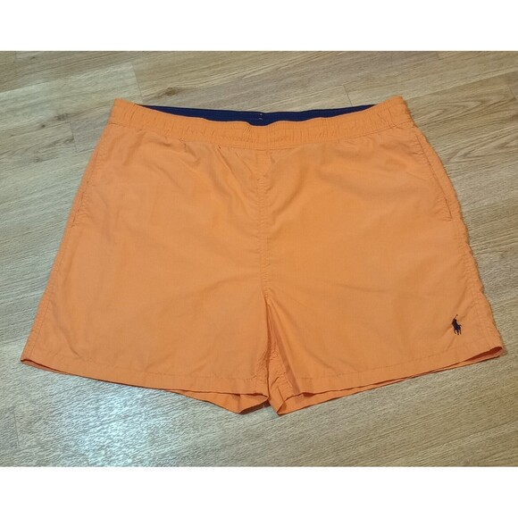 VTG POLO Ralph Lauren Board Shorts Mens Large Orange Nylon Little Pony Trunks 38 - Picture 1 of 16